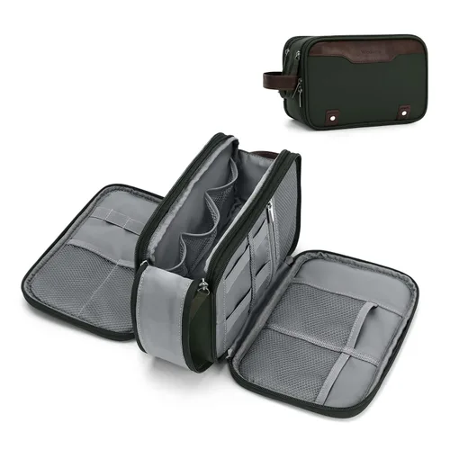 Miniatura 14 de Bolsa de aseo Wedama para hombres, bolsa de aseo colgante de viaje para viajes de negocios, natación, camping, Negro, M, Classic