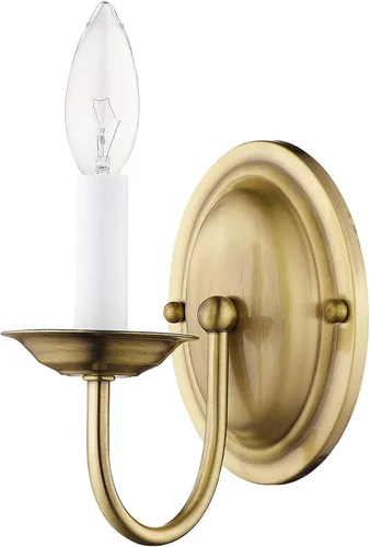 Miniatura 2 de Livex Lighting 4151-01 Aplique de pared sin pantallas, Latón Antiguo, 4.25"An x 7"Al