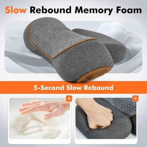 Miniatura 7 de Almohada masajeadora de cuello recargable 3 en 1 con calor, vibración y tracción, alivio del dolor de tejido profundo, corrector de joroba de cuello