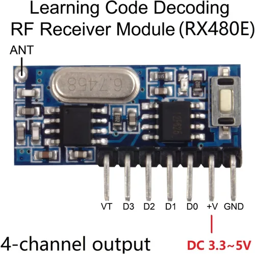 Miniatura 5 de QIACHIP Interruptor de control remoto inalámbrico de 433 MHz, mini receptor, código de aprendizaje integrado, decodificación 1527, salida de 4