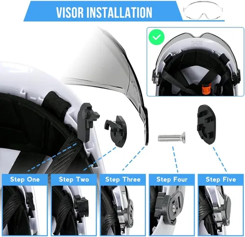 Miniatura 4 de AOLAMEGS Casco de seguridad para casco de protección de casco de protección EN 166 aprobado negro lente parasol protector de ojos bloque polvo y luz
