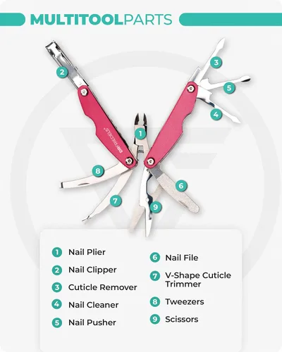 Miniatura 3 de Kit de manicura y pedicura – Juego de manicura profesional 9 en 1 para mujeres y hombres con recortador de cutículas, removedor de cutículas