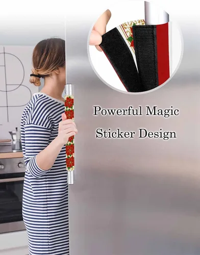Miniatura 4 de Juego de 2 fundas navideñas para manijas de puerta de refrigerador, lavavajillas, microondas, horno, nevera, estufa, electrodomésticos, accesorios