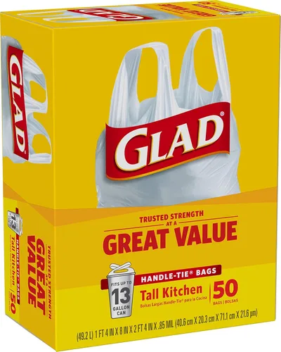 Miniatura 4 de Glad Bolsas de basura altas de cocina de 13 galones, bolsas de basura sin perfume, lazo de asa, 50