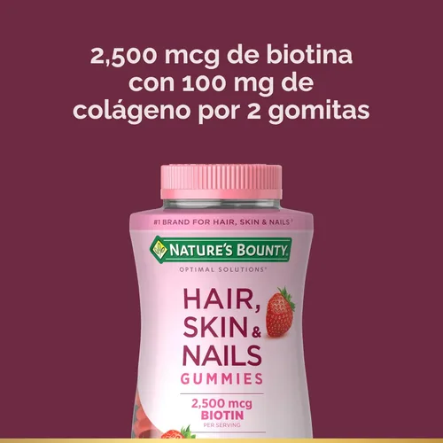 Miniatura 3 de Gomitas con biotina y vitaminas para el cabello, la piel y las uñas de Nature's Optimal Solutions, 200