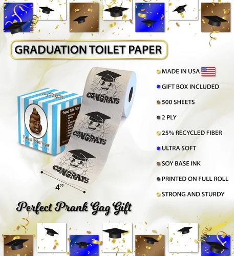 Miniatura 3 de Printed TP Congrats - Papel higiénico impreso para regalo, divertido rollo de papel higiénico para bromas, sorpresa, decoración de baño, regalo