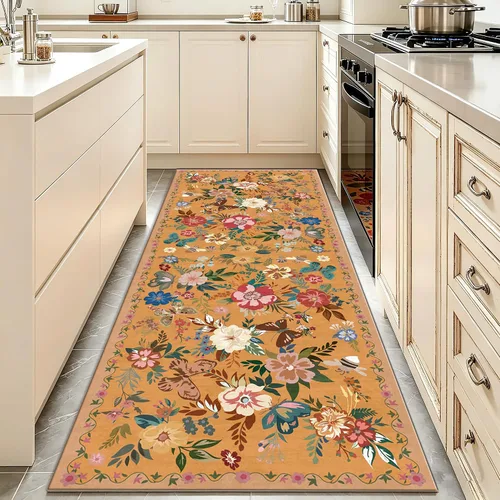 Miniatura 58 de Ukeler - Alfombra rústica con diseño floral para sala, dormitorio, comedor, Country rústico, Azul (luxury blue)