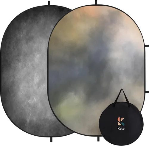 Miniatura 8 de Kate Backdorp plegable emergente de 5 x 6.5 pies, pantalla de doble cara azul y gris, fondo plegable y reversible 2 en 1 para fotografía, videos