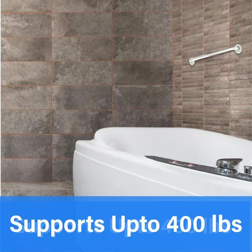 Miniatura 6 de Mango de ducha de 24 pulgadas, agarre moleteado Barras de agarre de acero inoxidable 304 para bañeras y duchas Barandillas estándar ADA de cromo