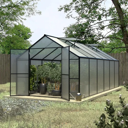 Miniatura 10 de VEIKOU Invernadero de 6 x 12 pies para exteriores, estructura de remache mejorada con 2 rejillas de ventilación, puerta con cerradura, policarbonato
