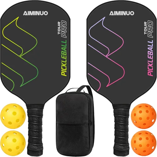 Miniatura 22 de Palas de pickleball de fibra de vidrio, juego de paletas de pickleball ligeras de 0.63 pulgadas para hombres, mujeres, niños, interiores y exteriores