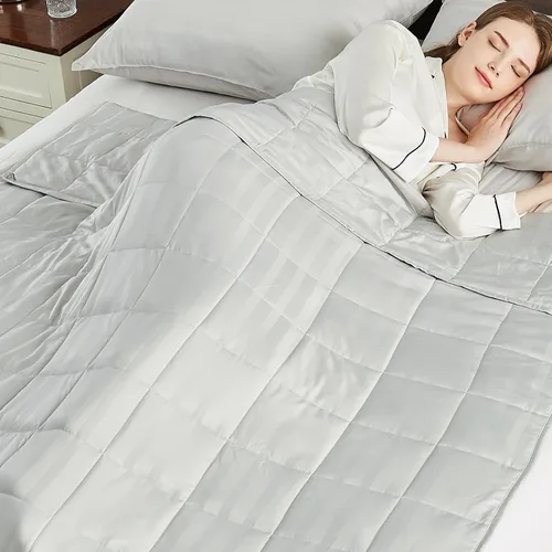 Miniatura 11 de anfie - Manta con peso para niños (40 x 60 pulgadas, 7 libras), ultrasuave y acogedora, refrescante, lavable a máquina, beige