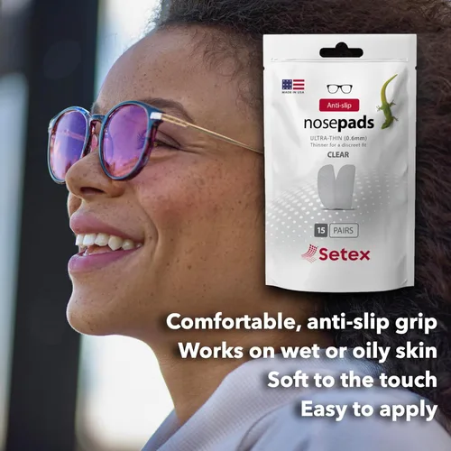 Miniatura 6 de Setex Gecko Grip Nano 0.6mm Antideslizantes Almohadillas para Nariz de Gafas, (15 Pares Negros), Las Más Pequeñas y Delgadas Disponibles, Fabricadas