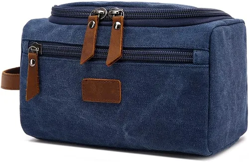 Miniatura 7 de Neceser de viaje de lona de cuero para cosméticos, organizador de maquillaje, bolsa de cosméticos (color negro)