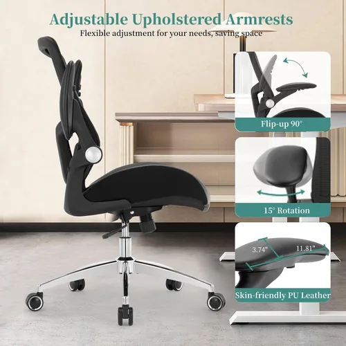 Miniatura 7 de Silla de oficina grande y alta de 400 libras, silla de escritorio para computadora resistente con asiento ancho de espuma de modelado 3D, silla