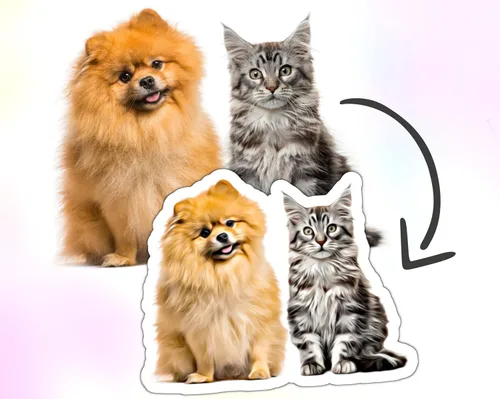 Miniatura 2 de Adhesivo personalizado – Retrato de dibujos animados de mascotas Personalizada – Calcomanía de imagen Impermeable Guarda tu calcomanía de foto