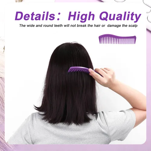 Miniatura 5 de 2 peines para el cabello, peine de plástico para peinado, dientes grandes y dientes finos, peine de peluquería para hombres y mujeres, peinado