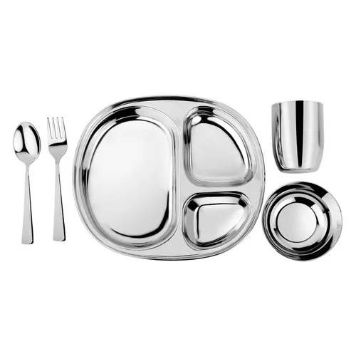 Miniatura 12 de Ahimsa Plato de Acero Inoxidable para Niños, Platos Divididos para Niños Pequeños y Bebés Diseñados por Pediatras, No Tóxico, Irrompible y Apto