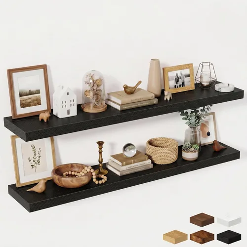 Miniatura 57 de Estantes flotantes de 48 pulgadas para pared, estante de chimenea de 10 pulgadas de profundidad, estantes flotantes de madera para pared, estantes