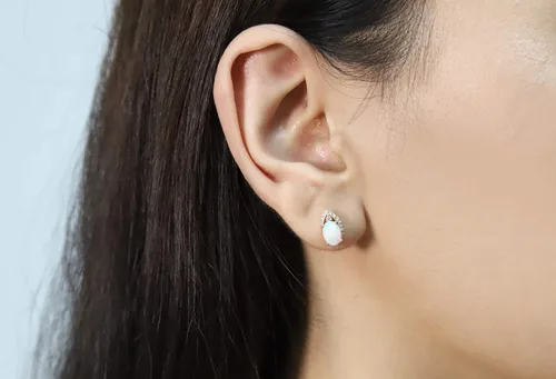 Miniatura 4 de Gin & Grace Pendientes de oro rosa de 14 quilates con ópalo natural (SI1) para mujer
