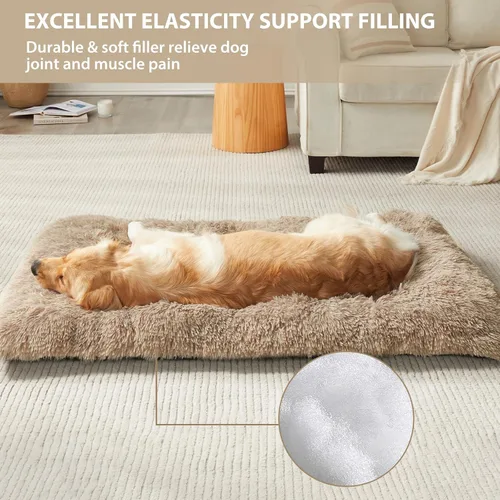 Miniatura 3 de BFPETHOME Camas para Perros Grandes, Cama de Felpa para Jaula de Perro Mullida y Acogedora Almohadilla para Perrera para Dormir y Aliviar