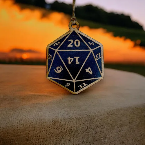 Miniatura 5 de Ornamento - Dado de 20 Caras - Madera en bruto pintada en negro 3x3 pulgadas