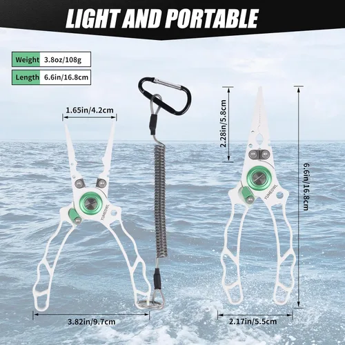 Miniatura 4 de Alicates de pesca con mango ergonómico innovador, resistente a la corrosión y agua salada, removedor de gancho multiherramienta de pesca, corte