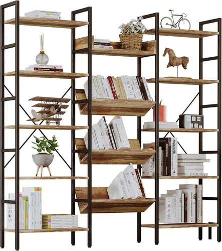 Estanterías y librerías IRONCK de 5 niveles, estantería industrial triple amplia, gran estantería Etagere, estanterías de exhibición y