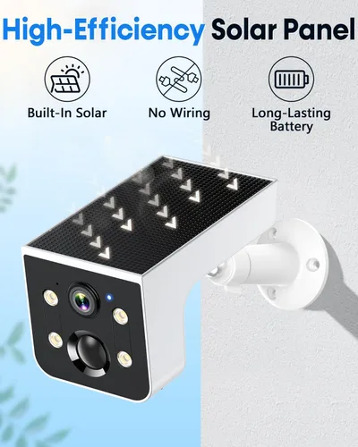 Miniatura 3 de Thybro Cámara de seguridad solar para exteriores 2K visión nocturna: cámara inalámbrica WiFi con detección de movimiento AI, conversación de 2 vías