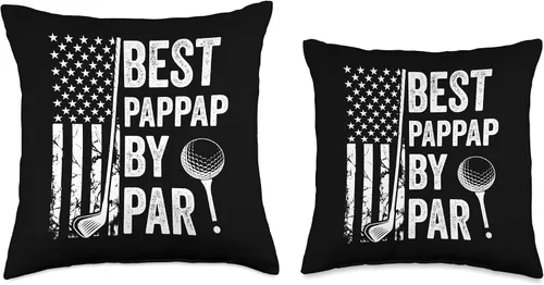 Miniatura 3 de Best Dad By Par Golfing Apparel by AlphaONE Best Pappap by Par USA Flag Father's Day Golfing Dad Throw Pillow, 16x16, Multicolor
