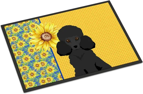 Miniatura 379 de Caroline's Treasures WDK5313MAT Airedale Terrier - Tapete para puerta delantera de 18 x 27 pulgadas, diseño de girasoles de verano, para entrada