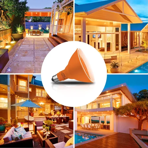 Miniatura 5 de Gonhom PAR38 - Luces de inundación para exteriores, bombillas LED regulables, 20 W (equivalente a 200 W), base E26, porche al aire libre, Naranja