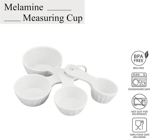 Miniatura 3 de UP Juego de 4 tazas medidoras de melamina estilo latte, herramientas profesionales de anidación para hornear y cocinar para ingredientes líquidos