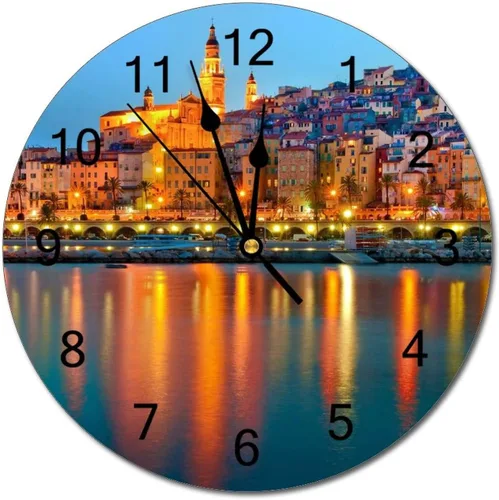 Miniatura 31 de Reloj de pared silencioso sin tictac de PVC, paisaje con hermosa puesta de sol en el campo C, funciona con pilas, 10 pulgadas (9.8 in), reloj