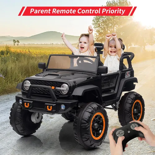 Miniatura 7 de Auto de juguete de 24 V, control remoto, 4 ruedas, auto eléctrico para niños pequeños, niños y niñas, vehículo motorizado de 2 plazas, color negro