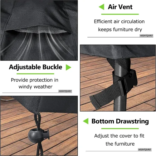 Miniatura 5 de Fundas para muebles de patio impermeables, resistentes 600D, fundas para muebles de exterior para sofá seccional exterior, resistente al desgarro