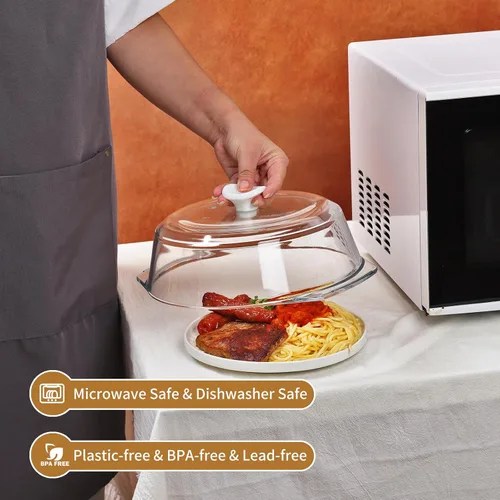 Miniatura 6 de ACEPRUT - Cubierta de vidrio sin plástico para salpicaduras de microondas con mango y tornillo de cerámica, 100% grado alimenticio, sin BPA, apto