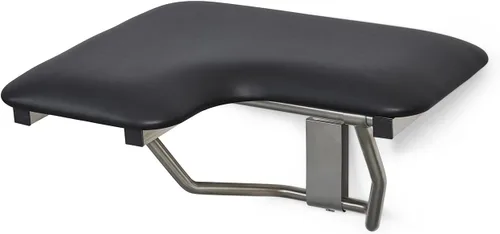 Miniatura 17 de Seachrome Asiento de ducha Lift-Assist, en forma de L, zurdo, ADA, montaje en pared, acolchado blanco naugahyde