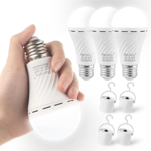 Paquete de 4 bombillas de emergencia recargables, se mantienen encendidas cuando falla la energía, bombillas LED equivalentes a la luz diurna de