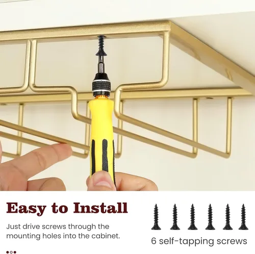 Miniatura 4 de Nuovoware Estante para copas de vino, soporte para copas de vino, 8 filas, color dorado profundo