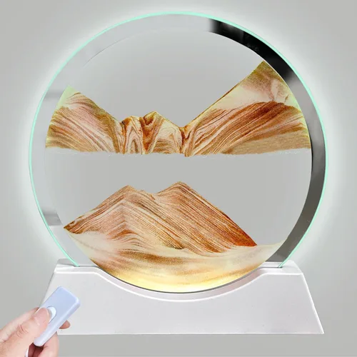 Miniatura 9 de Aoderun Arte de Arena en Movimiento de 7" con Movimiento Líquido con Luz, 3 Colores Cambiantes, Cuadro de Arte de Arena en Movimiento de Vidrio Verde
