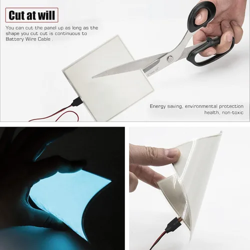 Miniatura 3 de Panel LED flexible, hoja de panel electroluminiscente, cinta EL cortable, suave para máscara de ojos, cosplay, decoración de fiesta, azul claro