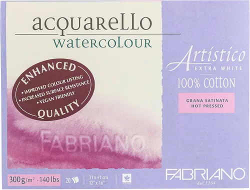Miniatura 3 de Honsell Fabriano Artistico - Bloque de acuarela extra blanco, 140 lb./300 GSM, prensa caliente, 25 hojas, 5 x 7 pulgadas, 4.9 x 7.1 in
