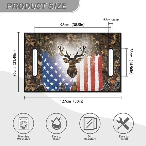 Miniatura 5 de Fundas de asiento de carrito de golf con diseño de hojas de ciervo y bandera estadounidense, funda de asiento reutilizable anticalor, protector