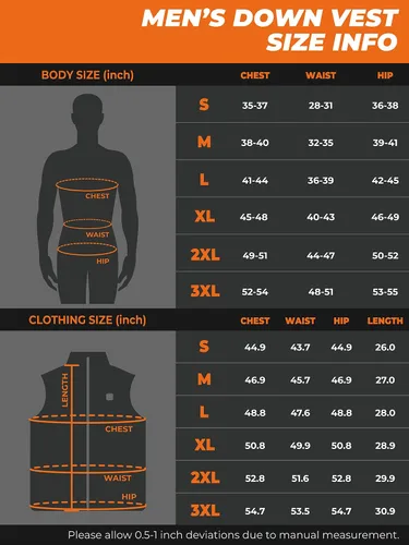 Miniatura 7 de ORORO Upgraded Battery Men's Heated Vest with 90% Down and Detachable Hood, Lightweight Heated Down Vest with Battery Pack
