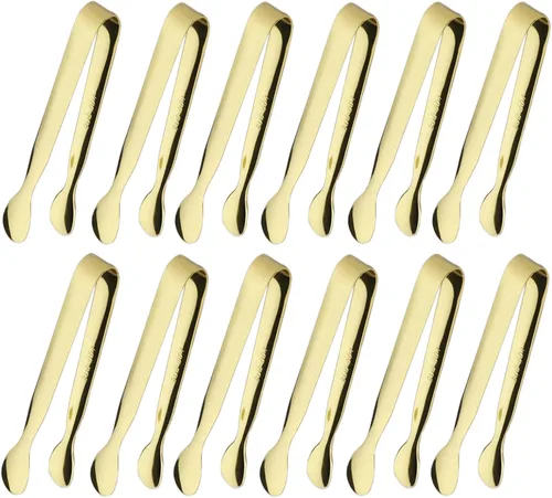 Miniatura 13 de Sunenlyst - Juego de 6 pinzas de hielo de acero inoxidable de 4.25 pulgadas, pinzas para servir y pequeñas pinzas de cocina para aperitivos, fiesta