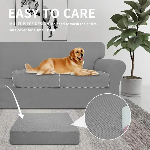 Miniatura 3 de Easy-Going Funda de Sofá Elástica Extensible de 3 Piezas para Perros, Funda de Sofá Lavable para Sofá de 2 Cojines Separados, Tela Jacquard