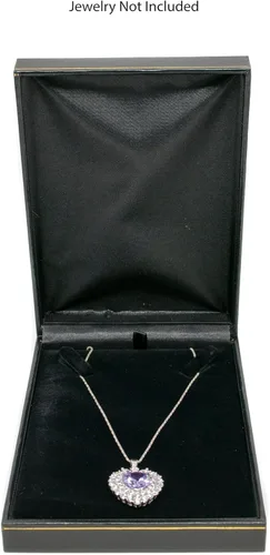 Miniatura 3 de Joyero Caja de regalo de collar negro de la colección Carter, ultra felpa, borde dorado, incluye embalador, 4.4 x 6.25 x 1.4 pulgadas