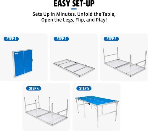 Miniatura 5 de EastPoint Sports Penn Space Saver - Mesa de tenis de mesa totalmente montada de 6 pies x 3 pies, mesa portátil para interiores y exteriores con red