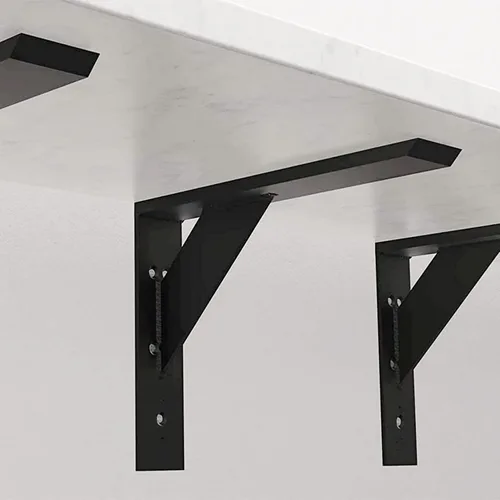 Miniatura 4 de Soportes de estante resistentes, paquete de 2 soportes de estante de 12 x 10 x 2.5 pulgadas, acero negro de 3/8 pulgadas de grosor, soporte en L